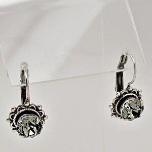 Victorian Style Crystal Earrings - Sadie Green - Large Charcoal Crystal Dangles